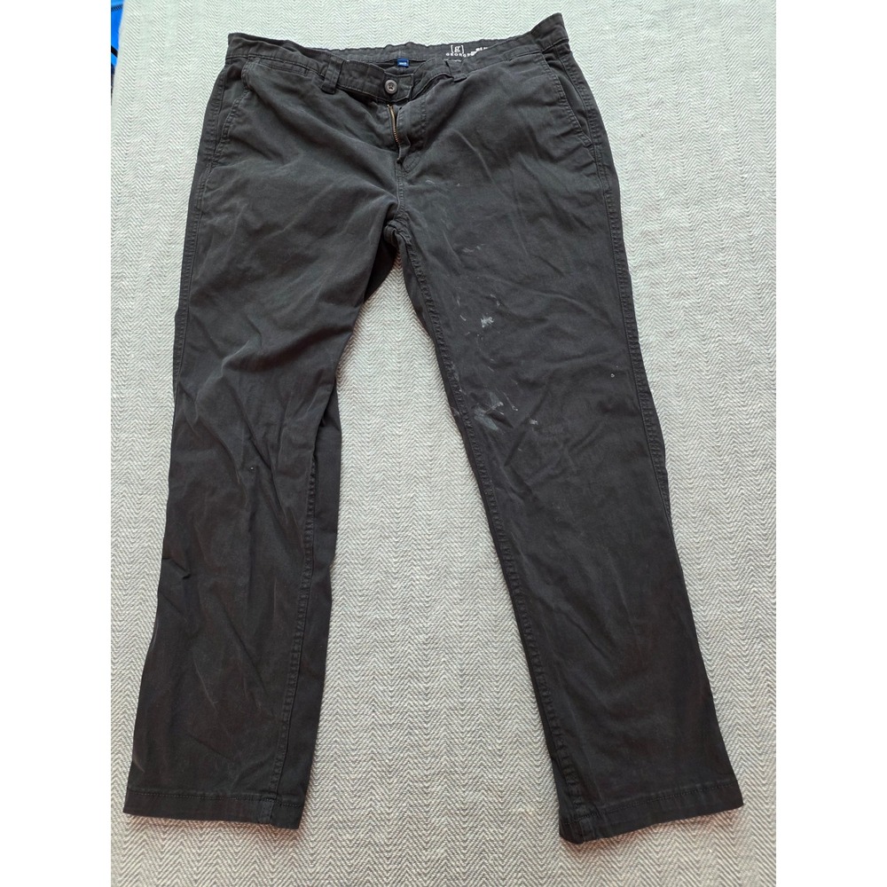 George Mens Slim Fit Chino Pants Black 38x30 Workwear Distressed Casual